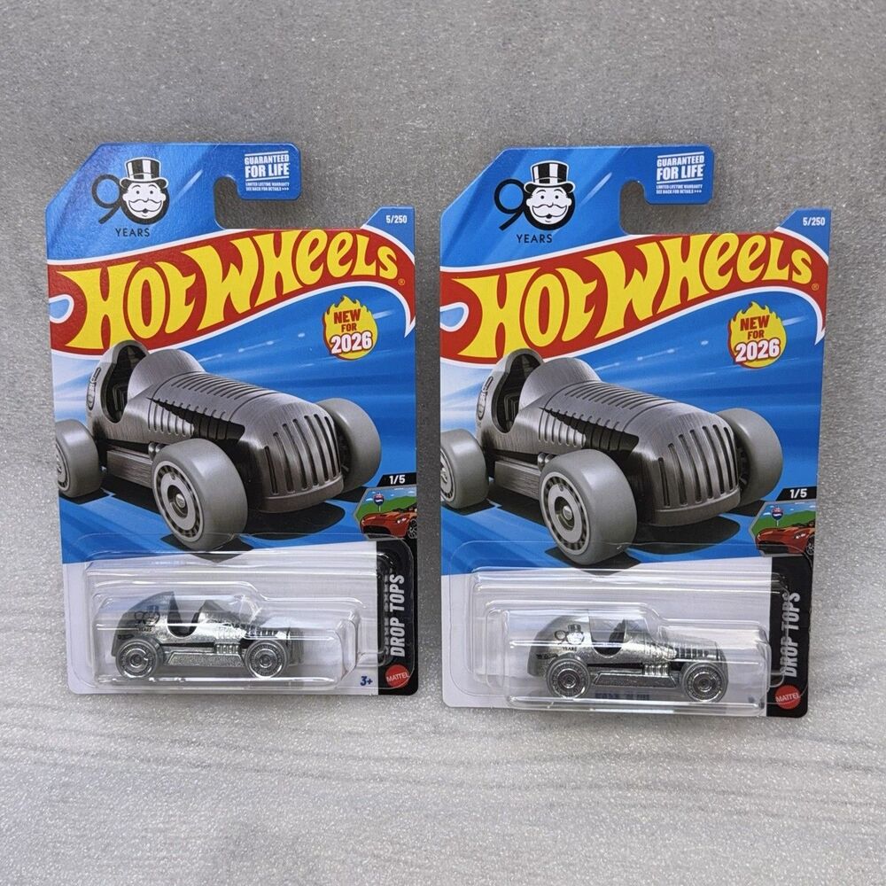 2x 2026 Hot Wheels 90 YEARS MONOPOLY PASS'N GO Drop Top 5/250 New on Card